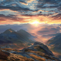 Mountain landscape at sunset