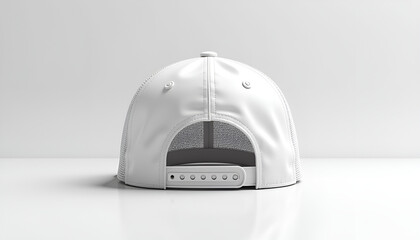 Fashionable white cap mockup from back view on clean surface