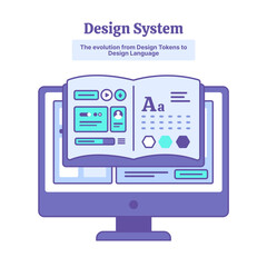 Design System Infographic Concept, UI Kit Illustration, UI Library, UI Components, User Interface and Brand Identity Manual, Visual Identity Guidelines, Design Book and Web Application, Templates