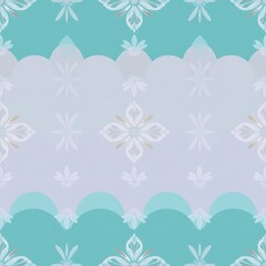 Seamless Teal and Silver Floral Pattern 