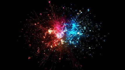 Vibrant fireworks exploding in the night sky, illuminating 2025 in bright colors