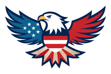Obraz premium 4th of July Patriotic Eagle with USA Flag Vector Illustration