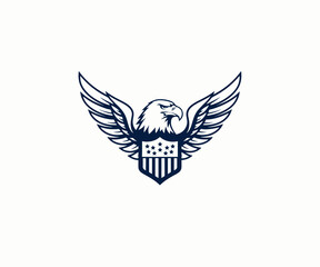 Vector graphic Illustration of eagle head with american flag, icon logo design template