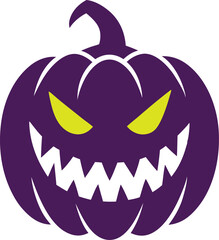 Menacing Purple Halloween Pumpkin Jackolantern Glowing Eyes Grin