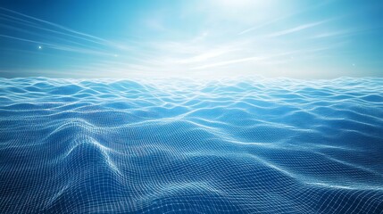 Technological abstract wireframe with intersecting lines and points over a blue gradient