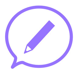 シンプルな紫色の鉛筆マークと吹き出し	