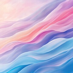 Fototapeta premium A soft, flowing abstract design with pastel waves in shades of pink, blue, and lavender.