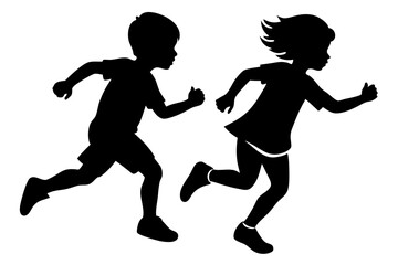 Joyful Children Running Vector Illustration &ndash; Playful and Dynamic Artwork