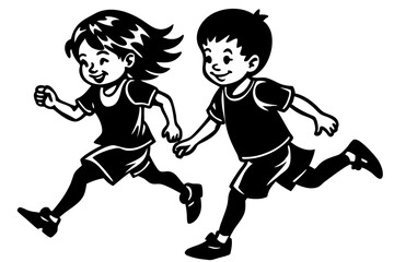 Joyful Children Running Vector Illustration &ndash; Playful and Dynamic Artwork