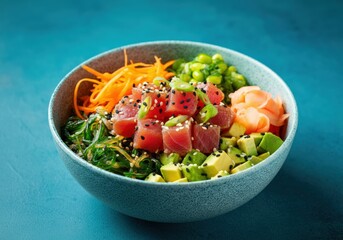 Delicious Tuna Poke Bowl with Avocado and Edamame