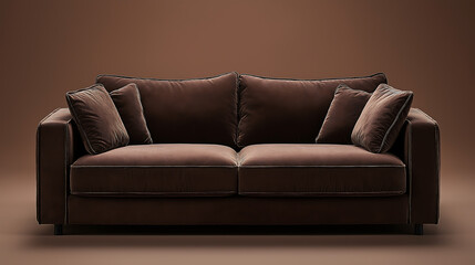 Mocha mousse coloured sofa on mocha mousse coloured gradient background.