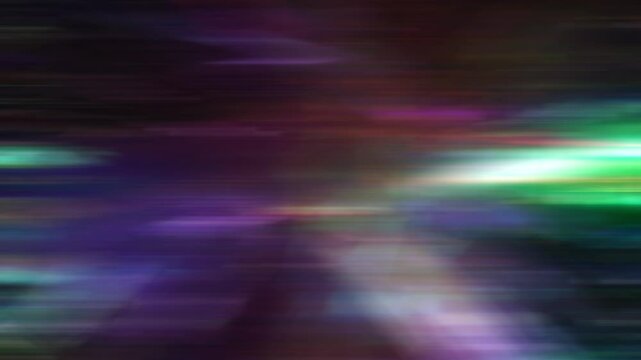 Neon rays through a prism. Abstract blurred background, iridescent futuristic glow. Optical crystal prism flare beams. Neon light flares