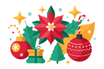 Festive Christmas Flower Decor Vector Illustration Perfect for Holiday Designs