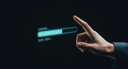 Businessman touching to downloading bar to change 2024 to 2025 year for change and preparation new business year concept