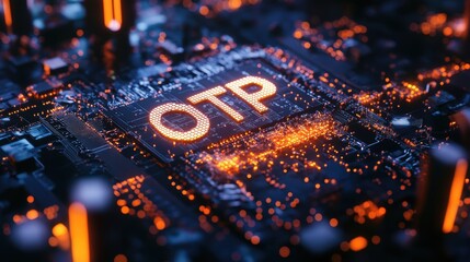 Otp technology digital circuitry graphic design futuristic environment close-up view innovation