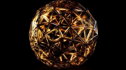 Abstract polygonal sphere composed of glowing wireframe triangles on a black backdrop