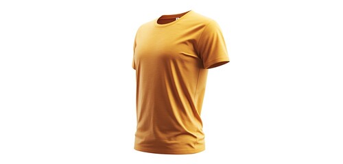 Side view of a golden yellow t-shirt isolated on a clean white background, ideal for branding