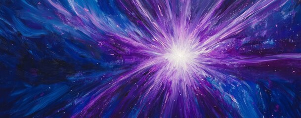 Abstract Purple and Blue Cosmic Explosion Painting