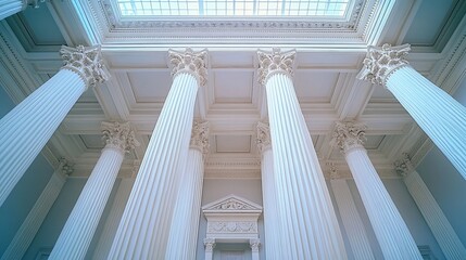 A colonial-style courthouse with grand white columns. 