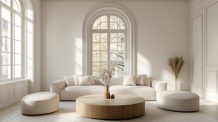 Fototapeta premium Beautiful Modern Living room Interior with furniture's ,mockup frame , posters, wall -3d Rendering