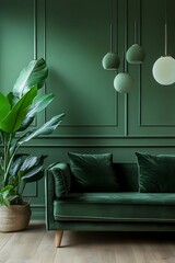 Beautiful Modern Living room Interior with furniture's ,mockup frame , posters, wall -3d Rendering