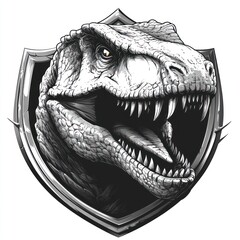 Naklejka premium Tyrannosaurus Rex head in a shield.