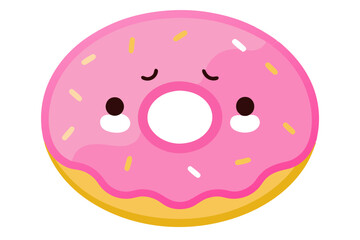 Fototapeta premium Adorable Kawaii Donuts Vector Illustration Sweet and Playful Design