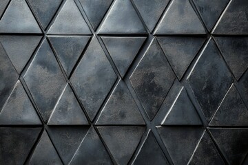 Obraz premium Textured black triangular tiles arranged in a geometric pattern on a surface