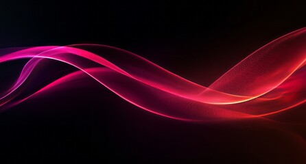 Fototapeta premium Abstract Red And Pink Waves On Black Background