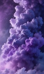 Fototapeta premium Foggy cloud formations in shades of blue and purple amidst a swirling smoke storm, cloud, formation, storm