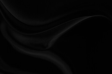 Black gray satin dark fabric texture luxurious shiny that is abstract silk cloth background with patterns soft waves blur beautiful.