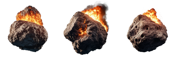 asteroids on fire set