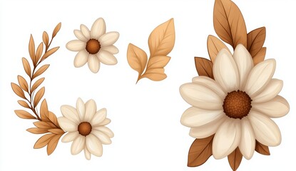 A collection of hand-painted watercolor illustrations featuring yellow flowers on a white background, suitable for design and invitations.