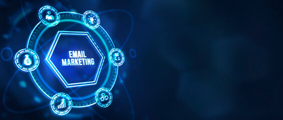 Internet, business, Technology and network concept. Email and sms marketing concept. Scheme of direct sales in business. List of clients for mailing.  3d illustration