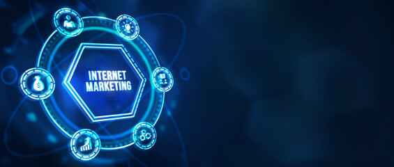 Internet, business, Technology and network concept. Internet marketing digital online advertising automation. 3d illustration