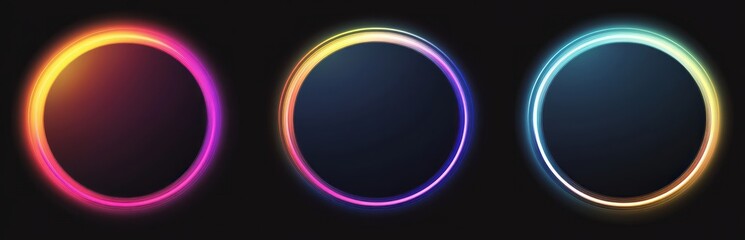 Obraz premium Abstract Neon Rings Colorful Oval Shapes Design