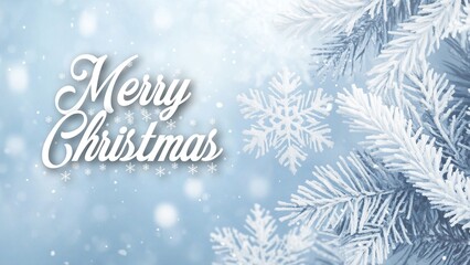 Elegant Christmas Background with Silver Elements and "Merry Christmas" Festive Greeting in English
