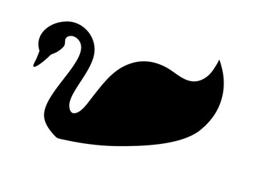 Create a Swan silhouette icon using black, clean and smooth on a white background.