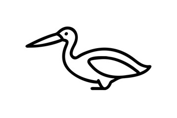 Create a Pelican silhouette icon using black, clean and smooth on a white background.