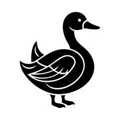 Create a Duck silhouette icon using black, clean and smooth on a white background.