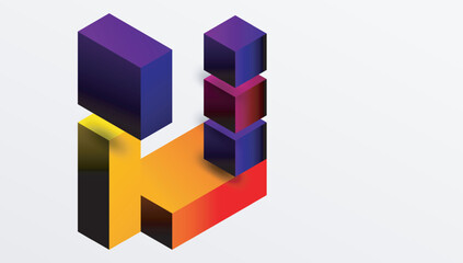 Sleek abstract design featuring isometric 3D blocks in a clean, modern composition. Perfect for tech-inspired themes, with vibrant colors and geometric precision