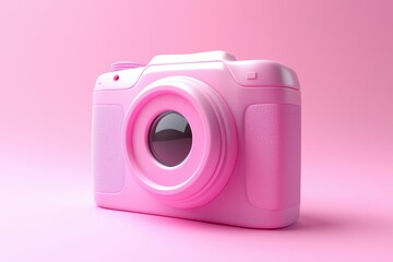 Pastel pink camera against a soft pink background