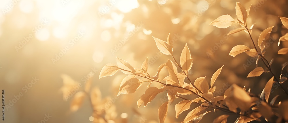 Poster glowing autumn leaves in soft natural light creating a warm and serene atmosphere perfect for nature