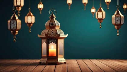 Obraz premium Ramadan Lantern decoration background 3d rendering