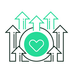 Heart Fundraising Line Icon. linear style sign for mobile concept and web design. Outline vector icon.