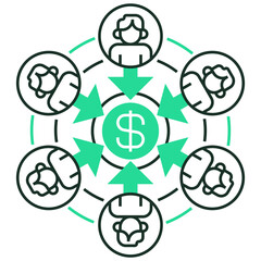 Crowdfunding Line Icon. linear style sign for mobile concept and web design. Outline vector icon.