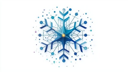 A beautifully designed blue snowflake illustration with intricate details.