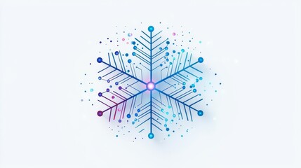 A beautifully designed snowflake with vibrant blue and purple hues.