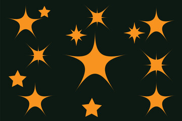 Retro futuristic bright vector icons collection. Set of original star sparkle shapes. Abstract shine effect vector sign. Glowing light effect, twinkle templates stars and bursts, shiny flash