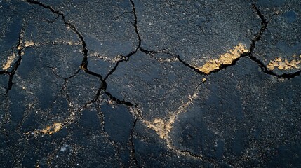 Obraz premium Detailed shot of a parking lot, showing painted lines and cracked asphalt surface